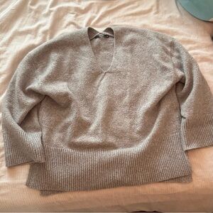Gray V-Neck Women's Sweater